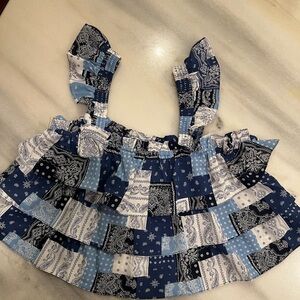 Blue and White layered Ruffle Top